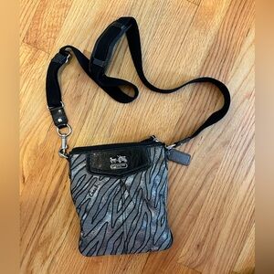 Coach Zebra Print Canvas Crossbody Purse Bag